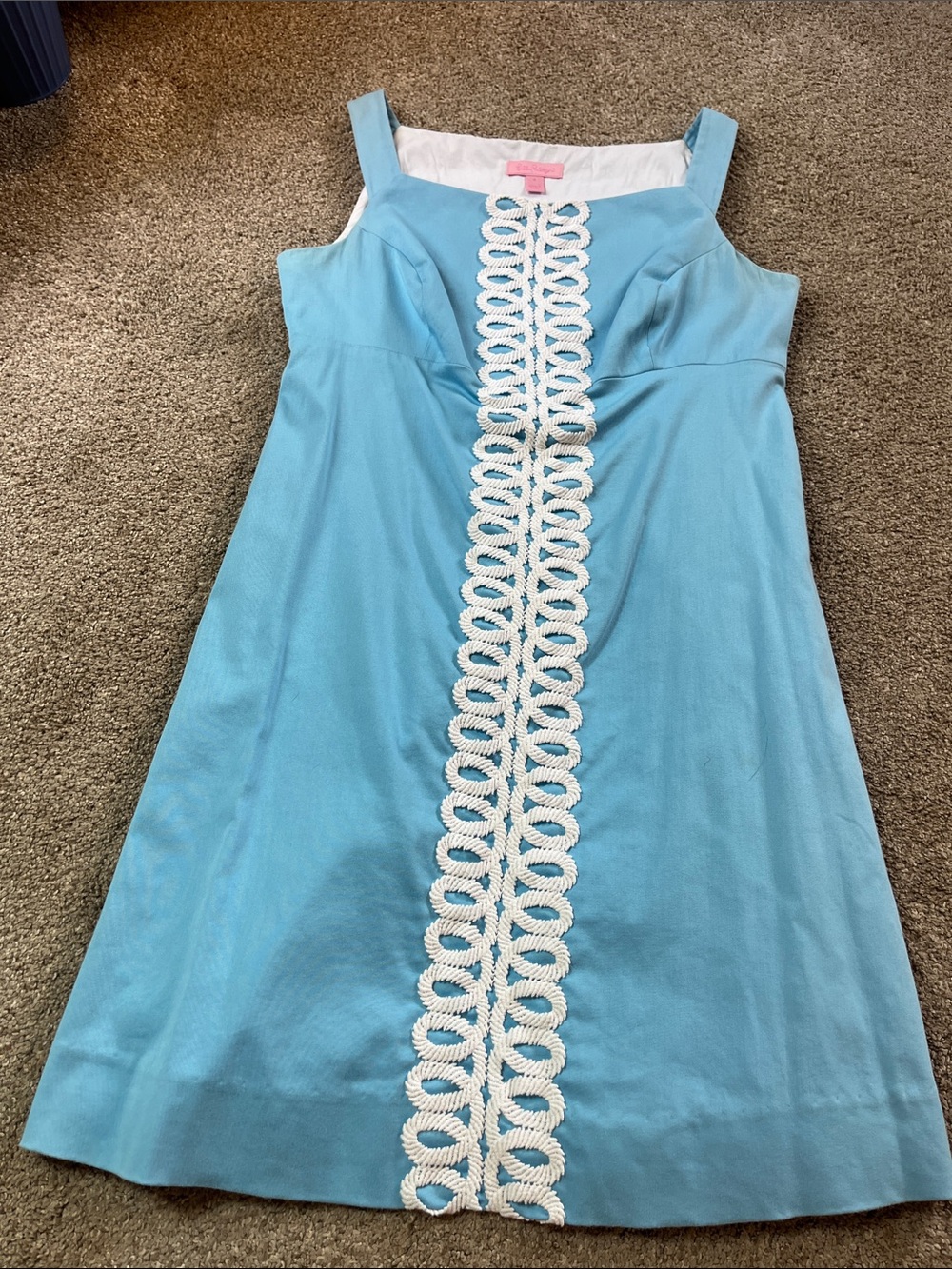 🩵🩵🩵Lilly Pulitzer sz4 Ultra Mod Sky Blue White Embroidered Shift